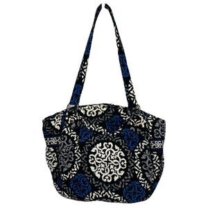 Vera Bradley Tote Shoulder Bag Canterberry Cobalt Quilted Zipper Made In USA
